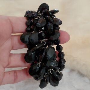 5 row faceted acrylic black beads bracelet ChaCha
